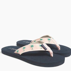 J.Crew Embroidered Sunwashed Pink Palms Flip-flops
